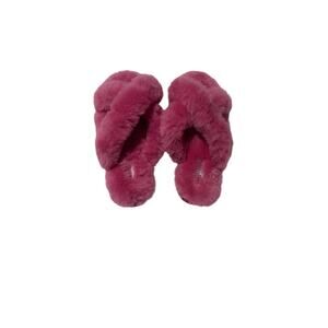 Aspen hot pink shearling sandal cris cross straps L measure 9” sole nwot